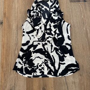 Black and White Sleeveless Ruffle Top